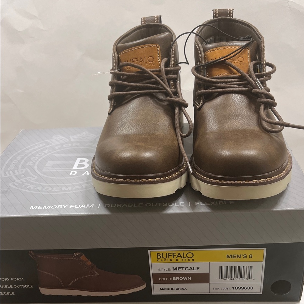 Buffalo David Bitton Men's Brown Leather Chukka Boots Size 8